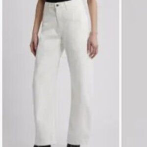 Nili Lotan Cream Tribeca Barrel Jeans